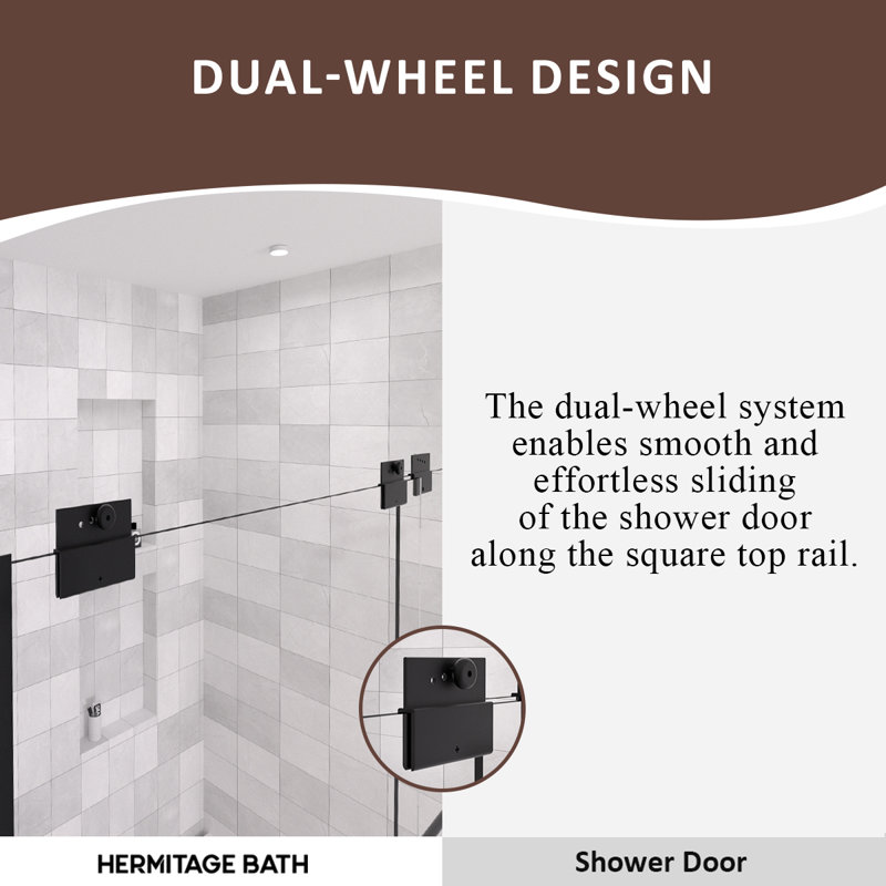 Nepti Matte Black Semi-Frameless Sliding Shower Door with Clear Glass