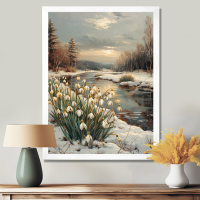 Winter Snowdrops Flowers By The Lake I - Snowdrops Wall Art