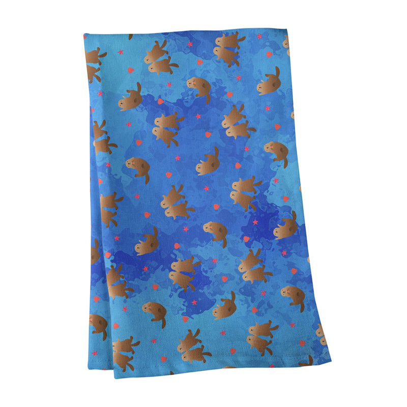 Serviette de thé à motif sea panneaux, Sergé de coton, Bleu marine