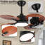 Ventilateur de plafond de salon avec lumière, 33 pouces, finition naturelle, 5 pales en bois massif