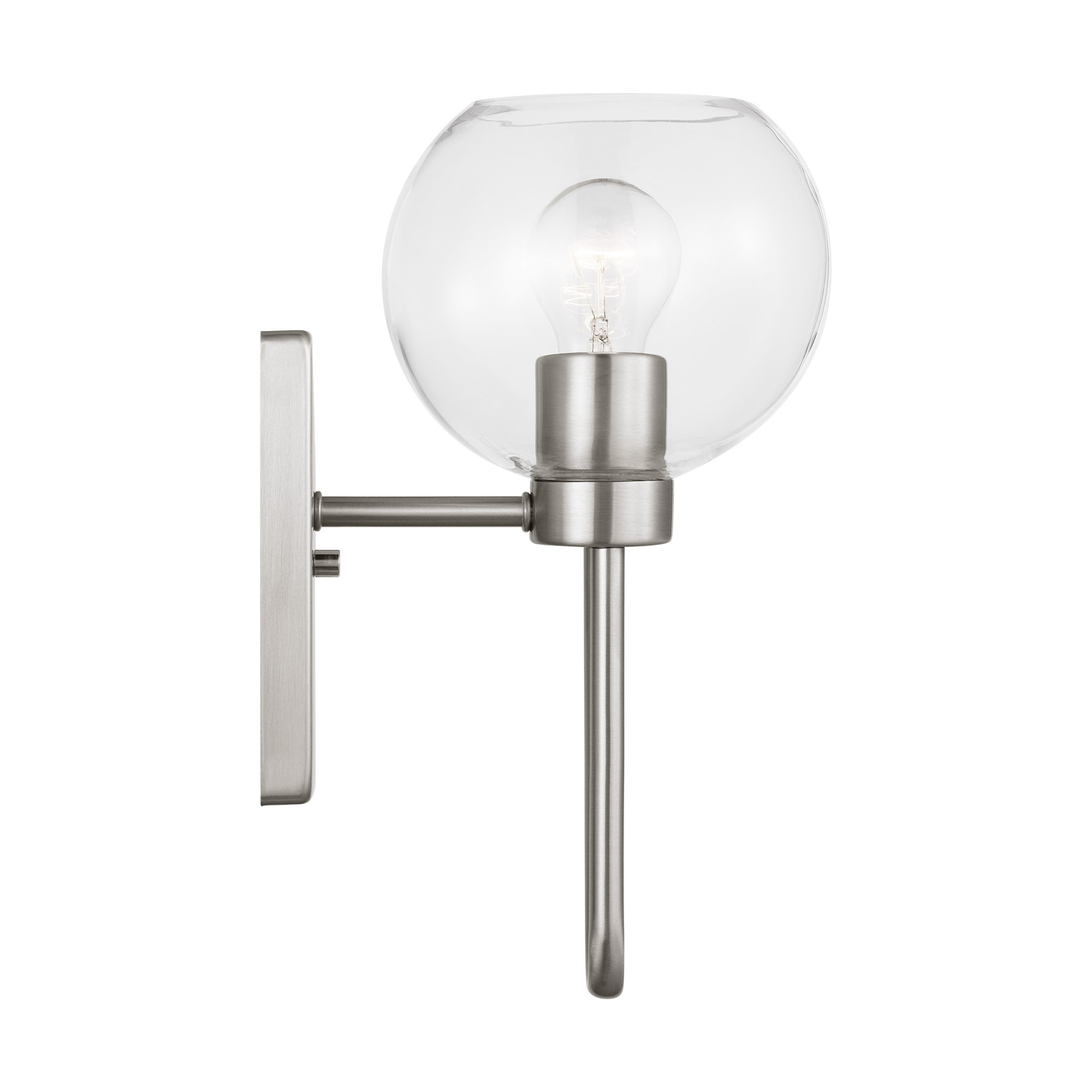 Single Transparent Dimmable Bath Sconce, Brushed Nickel