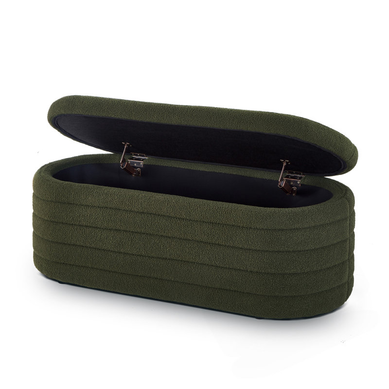Banc de rangement repose-pieds ovale, Vert foncé