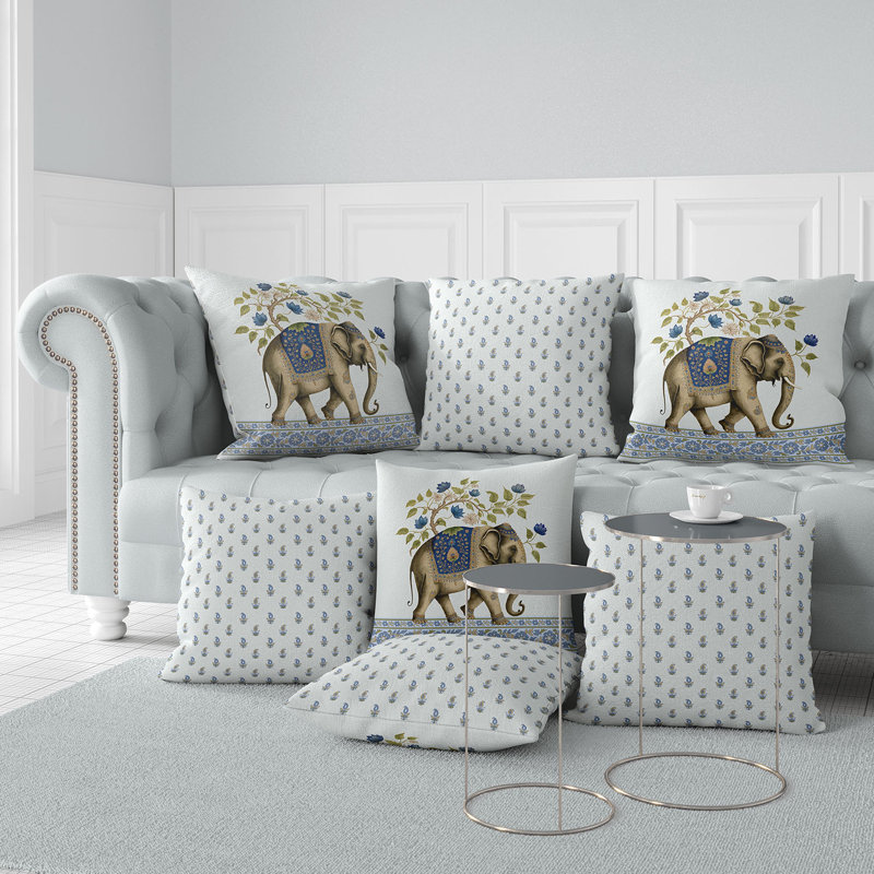 Elephant Paradise Floral Reversible Throw Pillow, 20" x 20"