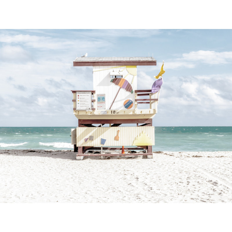 Miami Lifeguard Chair - 18th Street Print by Richard Silver, 20" H x 16" W, Black Framed Paper