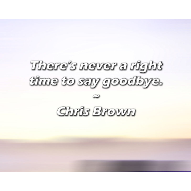 Citation de Chris Brown: Il n'y a jamais de bon moment pour dire au revoir., H 15 po x l 18 po