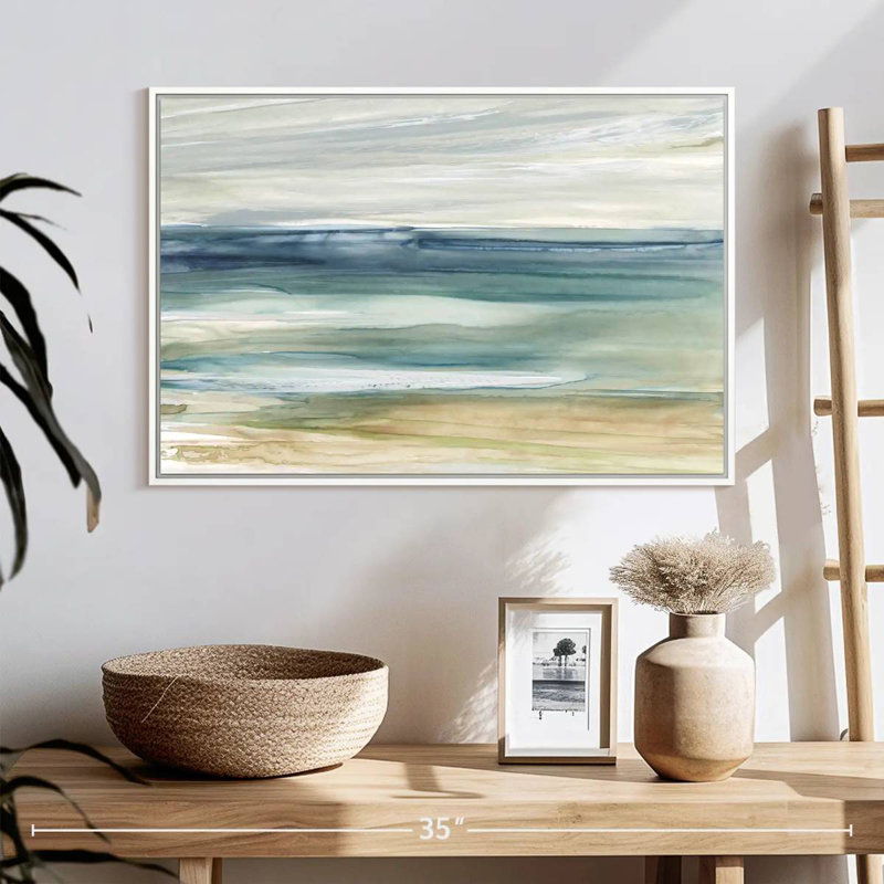 Brise océanique I, Cadre flottant blanc, 25 po x 17 po