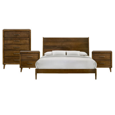 Burroughs King 4PC Bedroom Set In Walnut