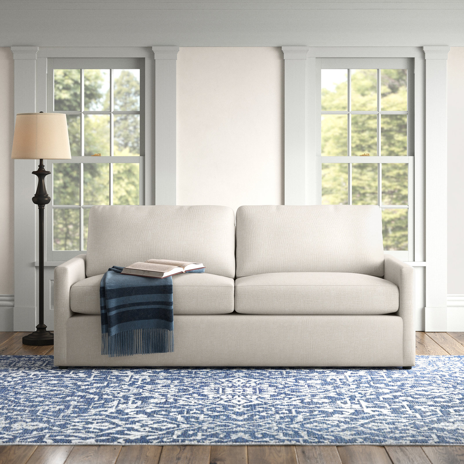 Savannah 85'' Upholstered Sofa, Nomad Snow Crypton® Chenille