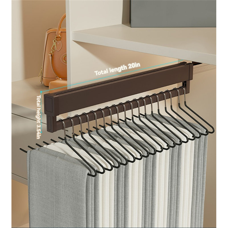 Porte-pantalons extensible en aluminium de qualité supérieure avec glissière