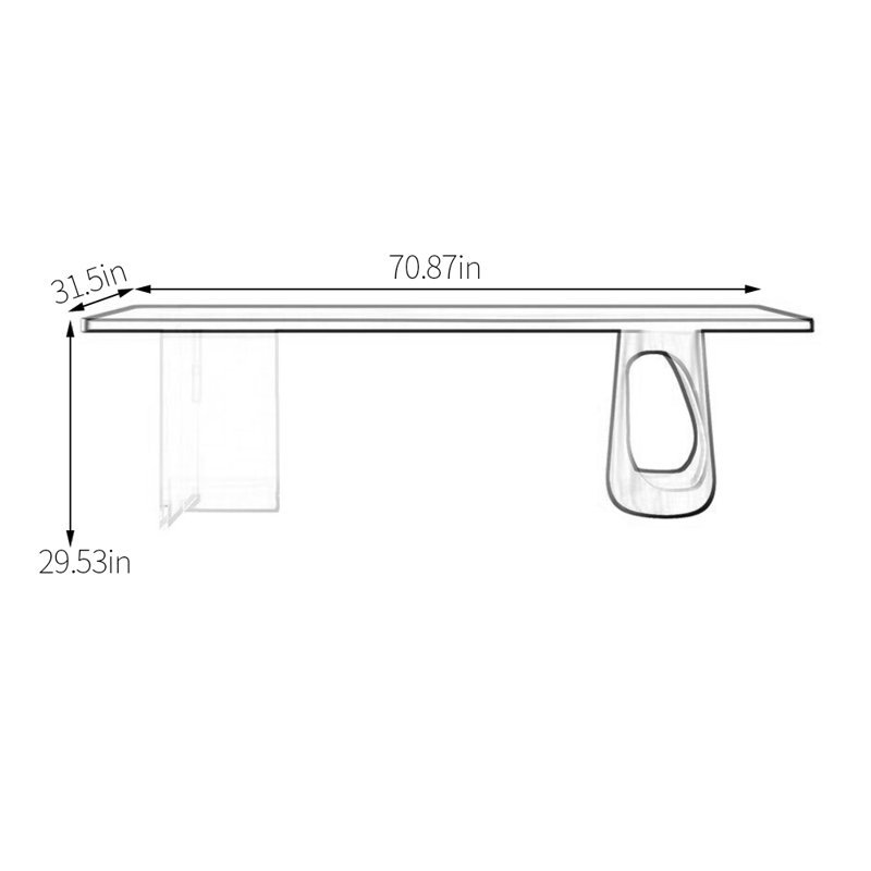 Ash Solid Wood Top Dining Table, 31.5" W x 70.87" L