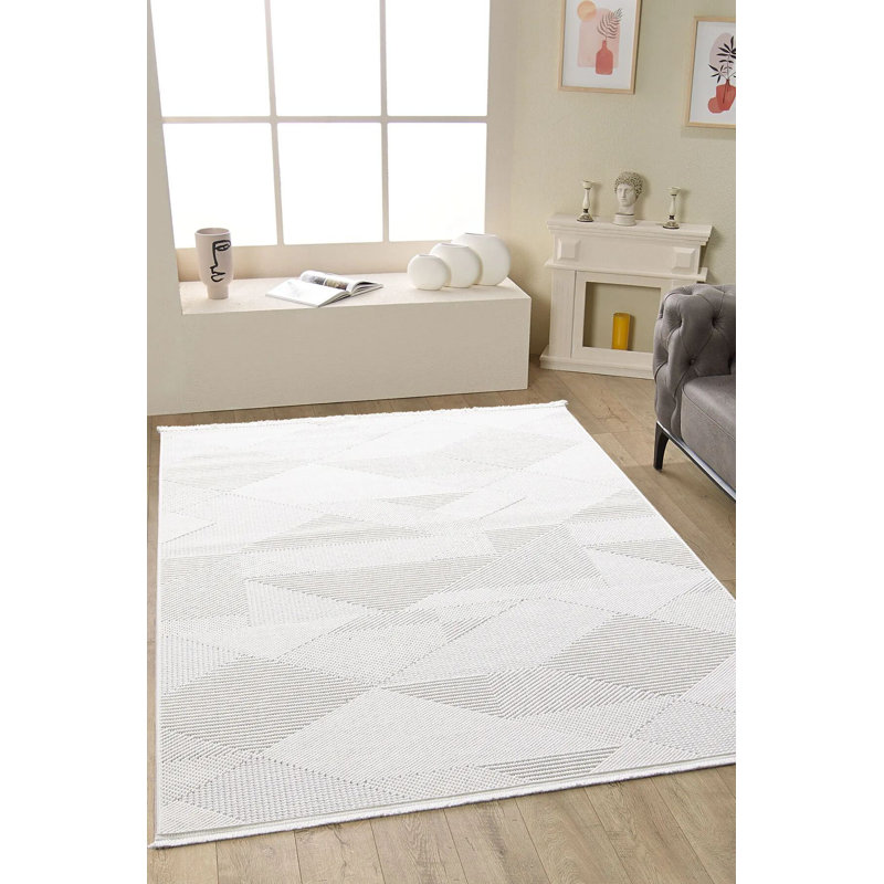 High-Quality Beige Area Rug, 4.0 x 5.0 Feet | 100% Polypropylene, 1600 gr/m² | 0.3-Inch Pile Height, Machine Woven, Non-Slip Dot Underside, Antibacterial | Perfect for Living Room & Bedroom Décor