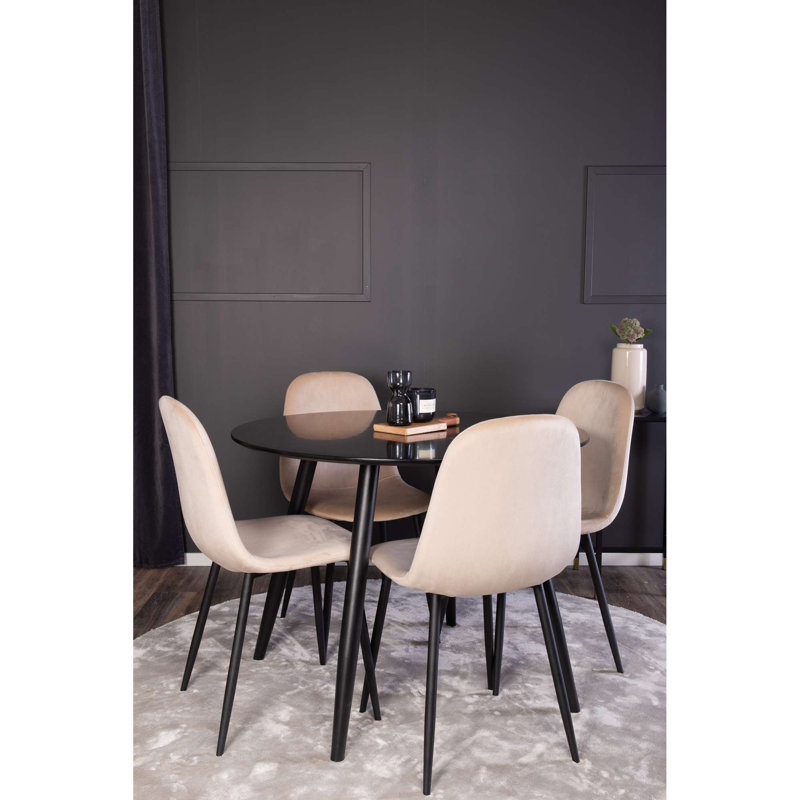 Duneany 4 - Person Dining Set, 88" H x 44" W x 53" D, Beige/Black
