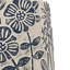Jardinière S / 2 sable et ciment gris à motif floral bleu