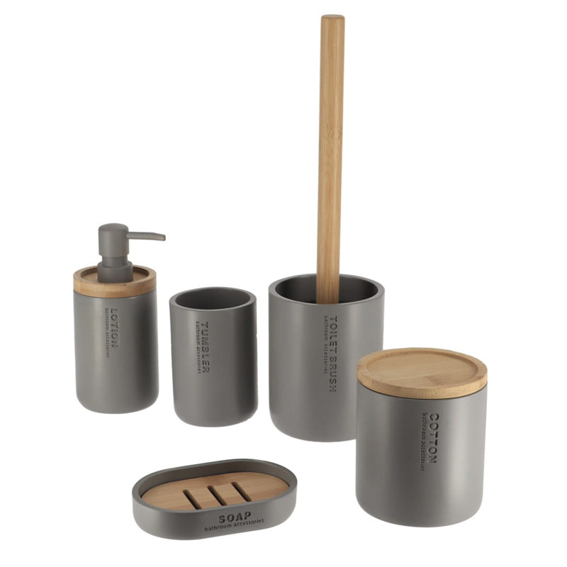 Willis Bathroom Accessory Set 5 Pieces, Gray