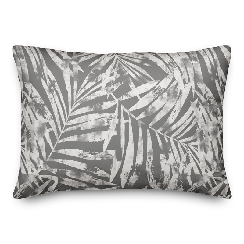 Floral Outdoor Reversible Throw Pillow, 14"H x 20"W, Gray