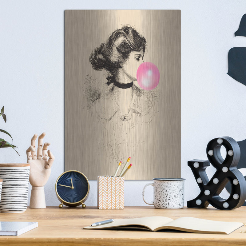  «Victorian Lady Misbehaving 1» par Alicia Longley, art mural en métal, 12 po x 16 po, H 16 po x l 12 po
