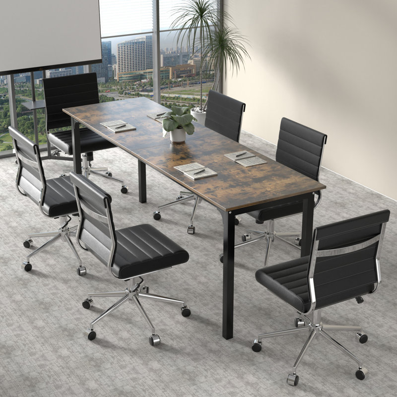  55" Conference Table, Modern Office Meeting Table With Metal Frame, Brun, H 27,6 po x L 79 po x l 23,6 po