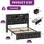 Lit plateforme tapissier en similicuir avec 2 tiroirs sous le lit et rangement pour la tête de lit-898453289