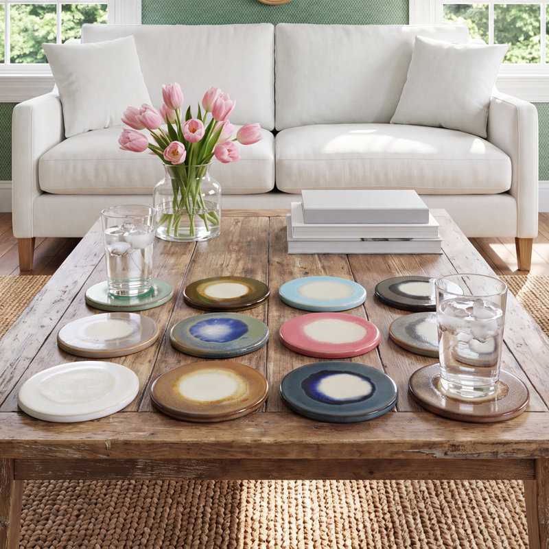 Stoneware Round 12 Piece Coaster Set