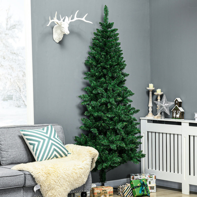Demi-arbre de Noël artificiel de 7 pi, 52 branches, ouverture automatique, base en acier, 520 Joy