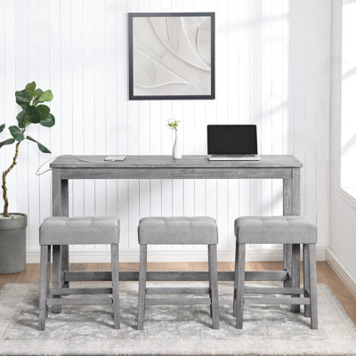 4-Piece Dining Table Set With Power Outlet