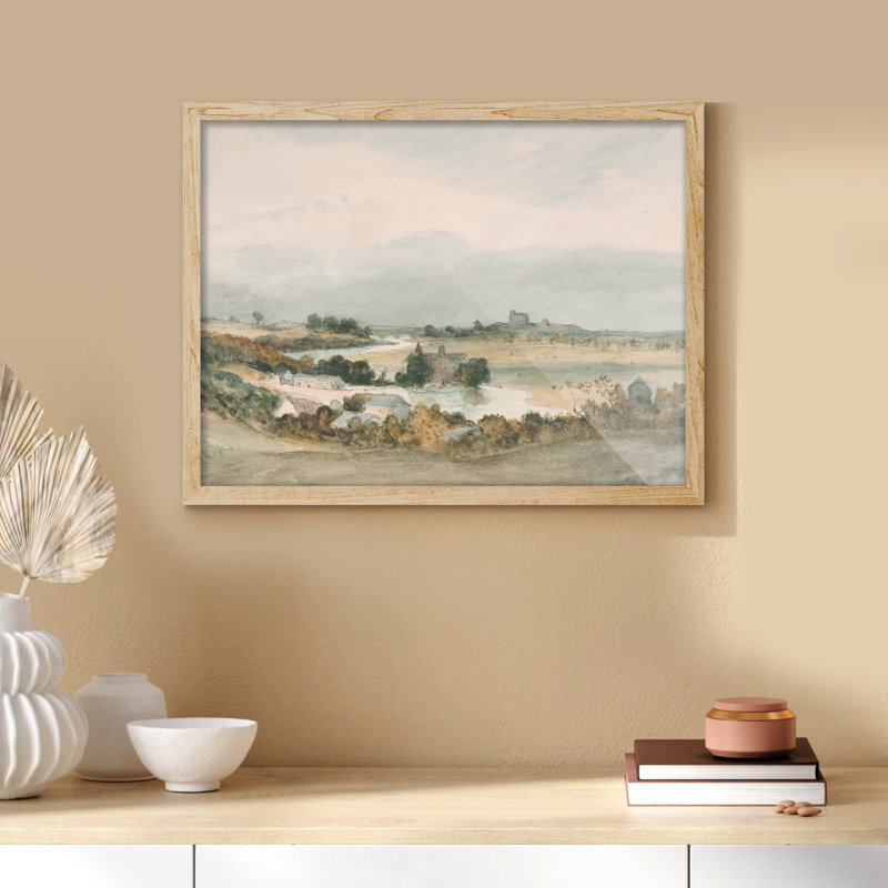 "Paysage champêtre" sur papier, H 11 po x l 14 po, Naturel