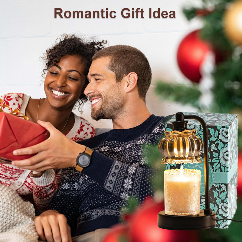Candle Warmer Lamp With Timer, Dimmable Candle Lamp Wax Melt Warmer,Electric Candle Warmer Lamp,(Black/2 Bulbs), Black
