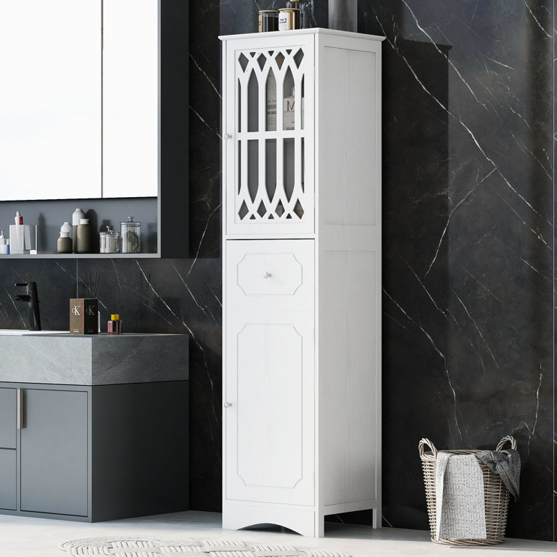 Garde-manger de 63,8 po Rindham, garde-manger, armoire de cuisine haute, armoire de rangement, Blanc