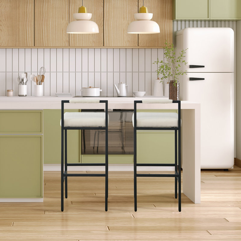 Tabourets de bar rembourrés Lis, Beige, Tabouret de bar (siège d'une hauteur de 30 po)