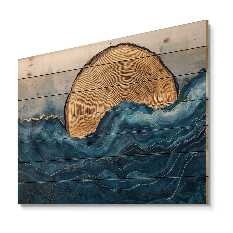 Safire Lake Into The Pine Forest II - Lake Wood Wall Decor - On Natural Pine Wood, 30" H x 40" W x 0.78" D