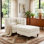 Chaise longue rembourrée en velours côtelé capitonné beige avec dossier rembourré et plateau de rangement amovible