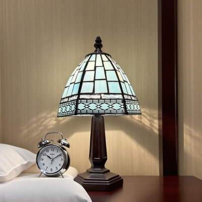 Tiffany Style Table Lamp With Stained Glass Shade, 3-Color Temperature Adjustable LED Lighting, Decorative Nightstand Lamp For Bedroom Living Room Dining Room