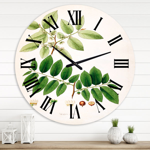 East Urban Home Vintage Botanicals XIV - Farmhouse wall clock | Wayfair