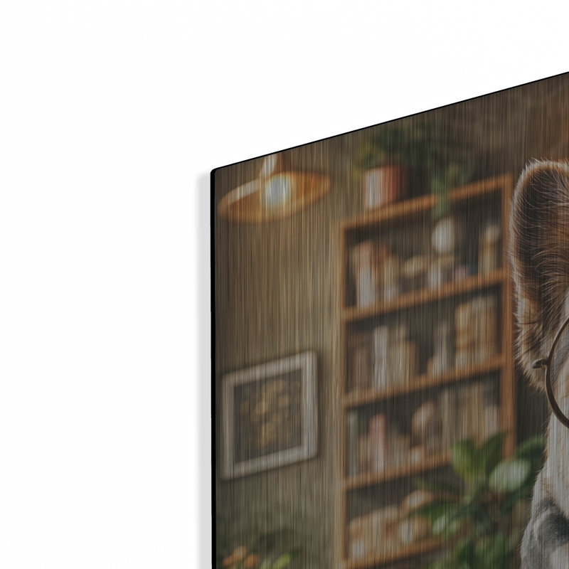«Hipster Dog - French Bulldog» par Rey Klimt, art mural en métal, H 36 po x l 36 po