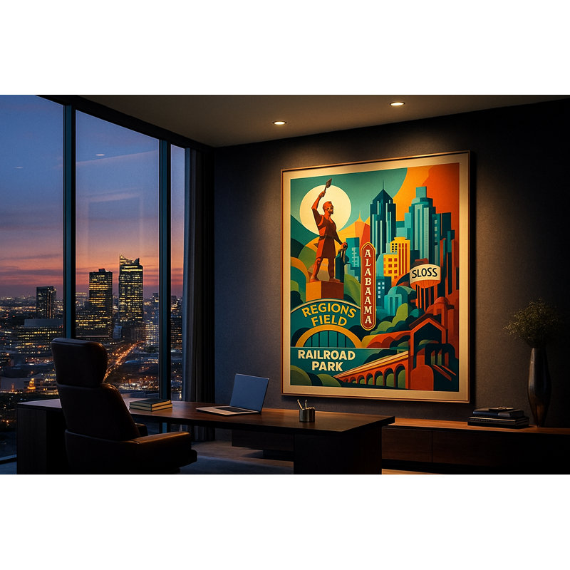 Iron City Reverie Framed Canvas Wall Art by Kasian Art Studio - Black Frame
