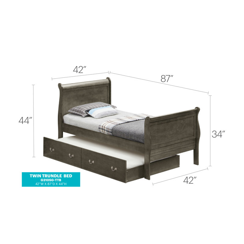 Citronelle Kids with Trundle, Twin, Gray