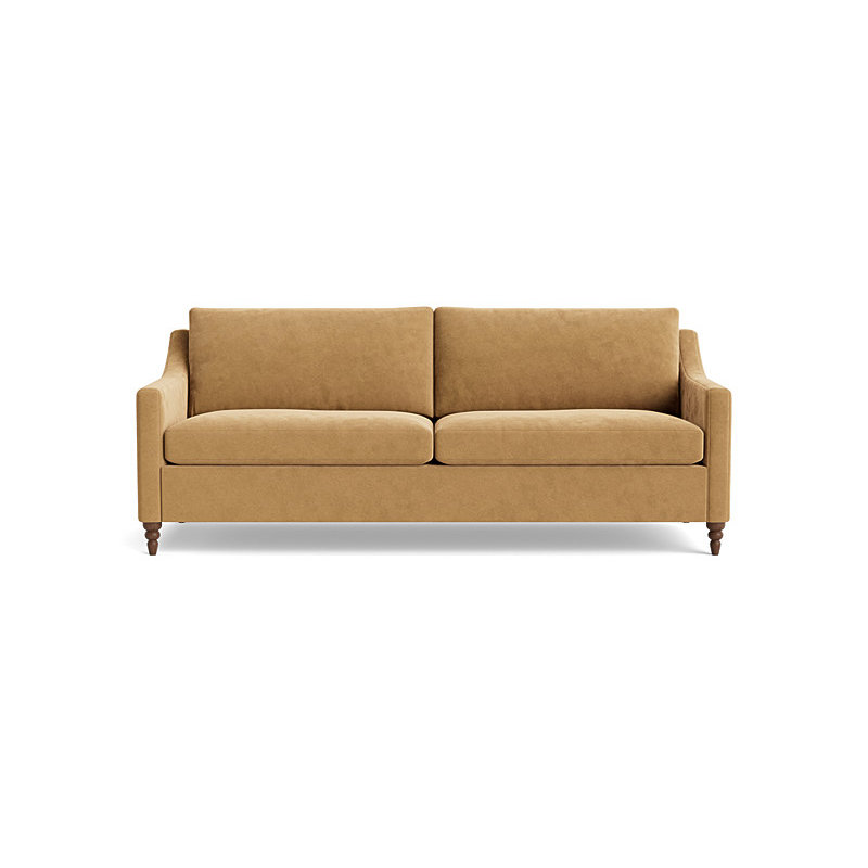 Vera Sofa (85"), Walnut Finish (Turned), Performance Velvet - Nutmeg