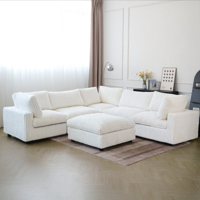 6 - Piece Upholstered Sectional With Ottoman by Mercer41