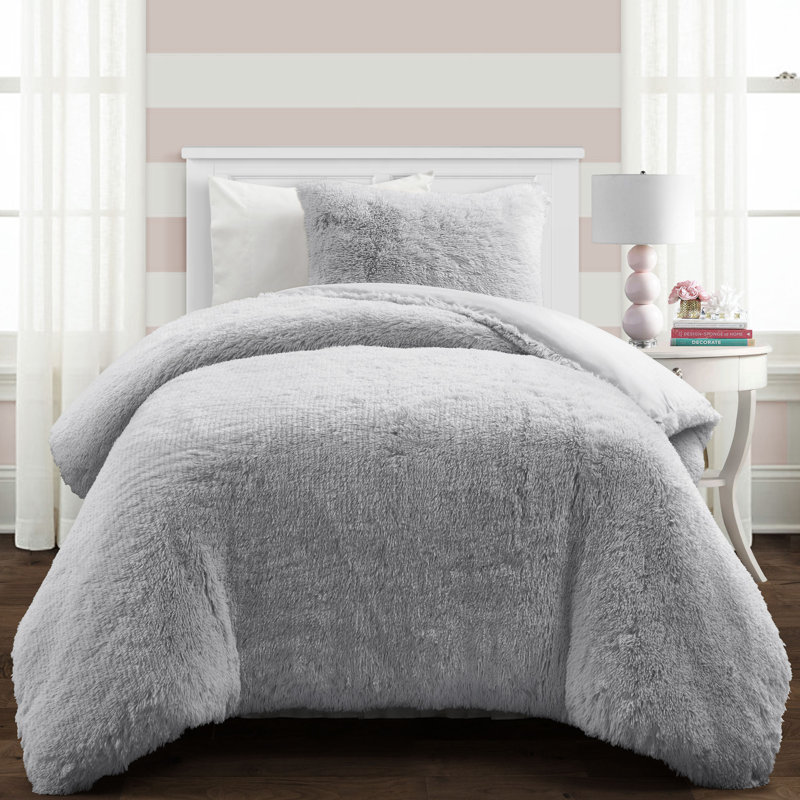 Reyna Microfiber 3 Piece Comforter Set, Extra-long Twin + 2 Shams, Light Gray