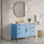 Meuble-lavabo en bois massif H 35 po x l 48 po avec comptoir en quartz et lavabo simple-391910955