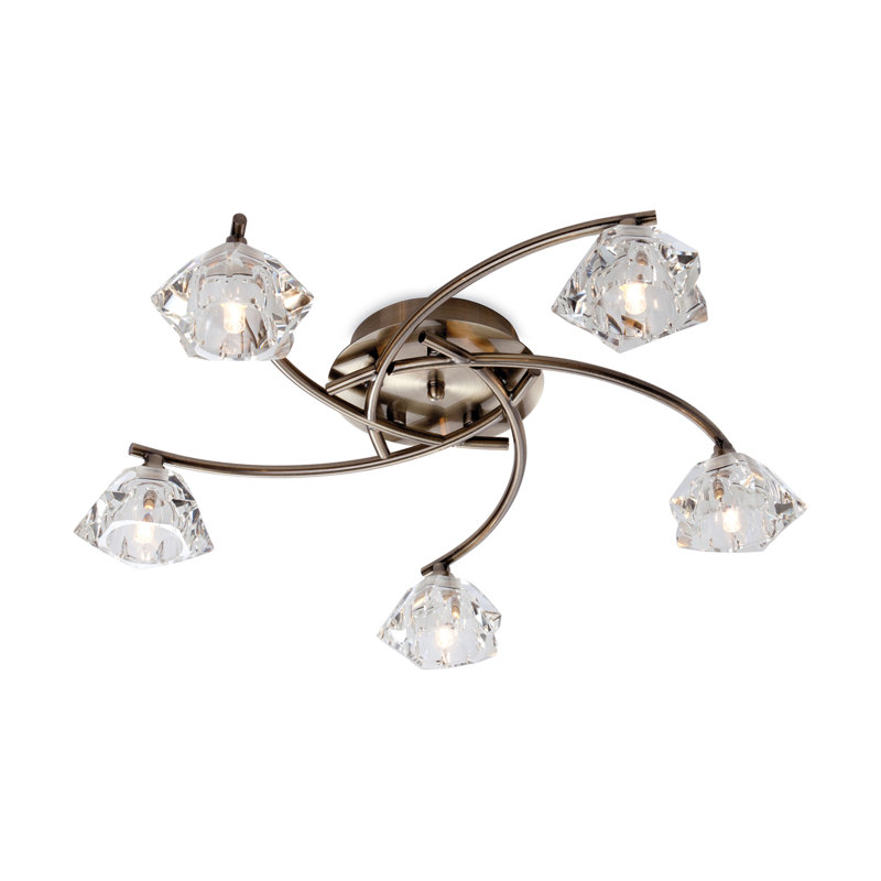 Clara Glass Semi Flush Mount, Antique Brass