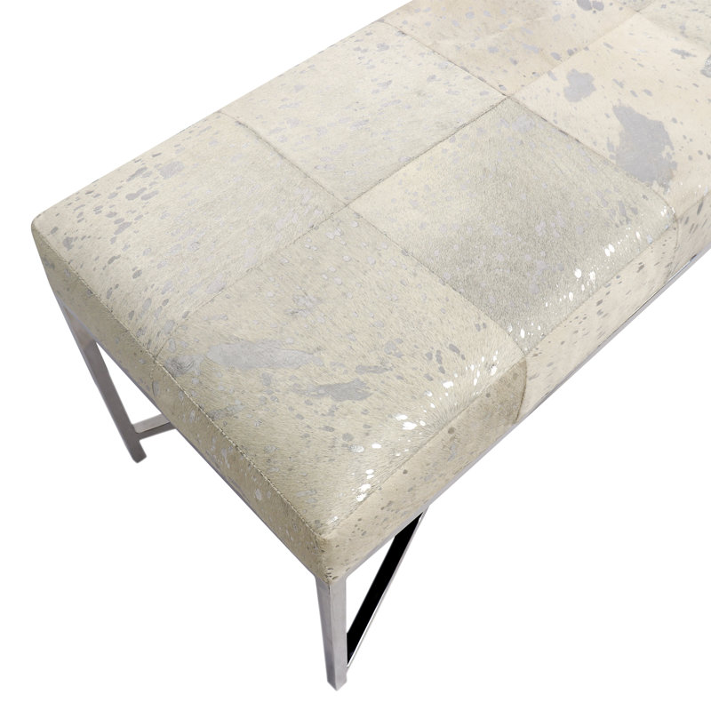 Safari Silver Foil Cowhide Bench