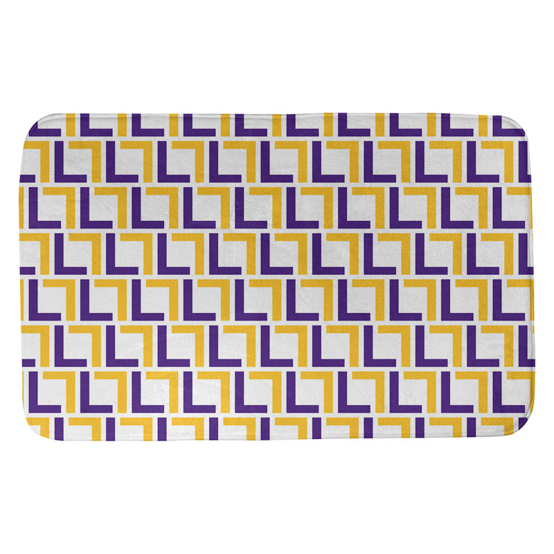 Tapis pour salle de bain Baltimore, l 17 po x L 24 po, Blanc / mauve / doré