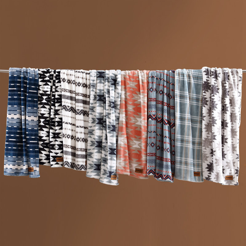 50" x 70" Geometric Gray Fleece Reversible Throw Blanket