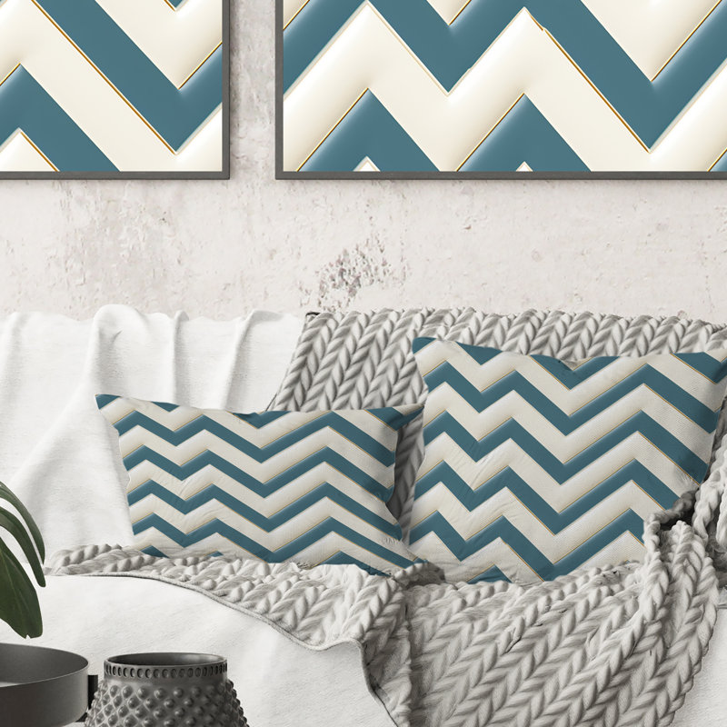 Scandinavian Chevron Elegance - Chevron Polyester Throw Pillow, 18"H x 18"W