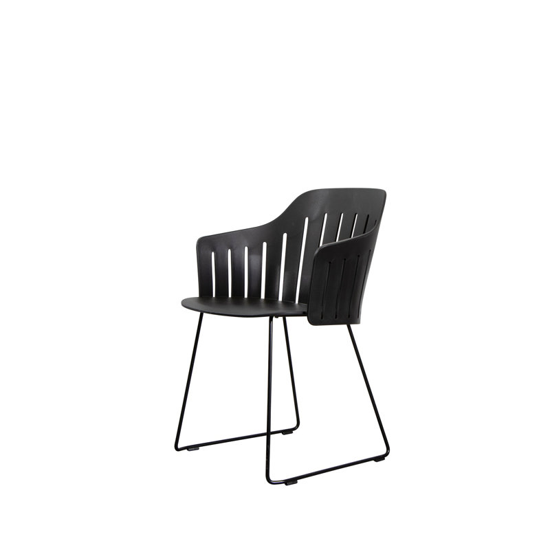 Choice Chair Indoor and Sledge Steel Base with Upholstery Cover Set (Cane-line Ambience Seat-Back Cover), Dark Gray, Black