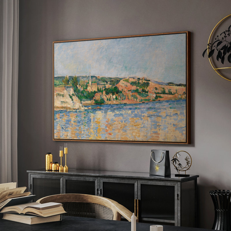 Paysage rétro - CXLI, Toile encadrée noyer flottant, H 27 po x l 41 po x P 2 po