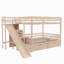 Lit superposé double au-dessus de double avec escalier de rangement, glissade et 2 tiroirs-133037869