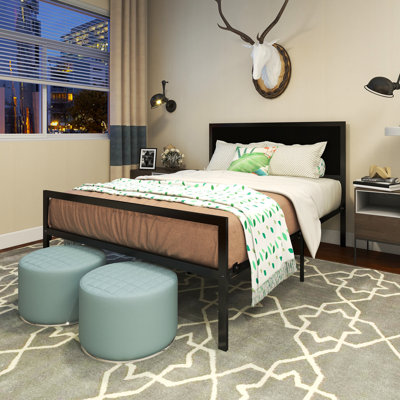 Babbitt Vegan Leather Metal Platform Bed