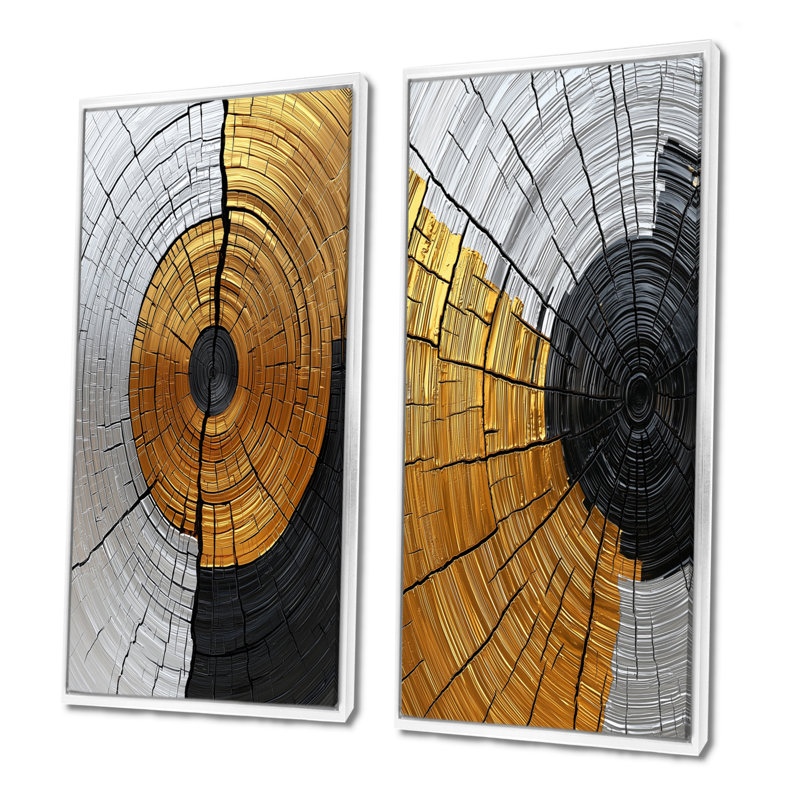 Glissade en bois doré gris Roots Of Serenity I - Paysages, décoration murale 2 panneaux, H 40 po x l 41 po